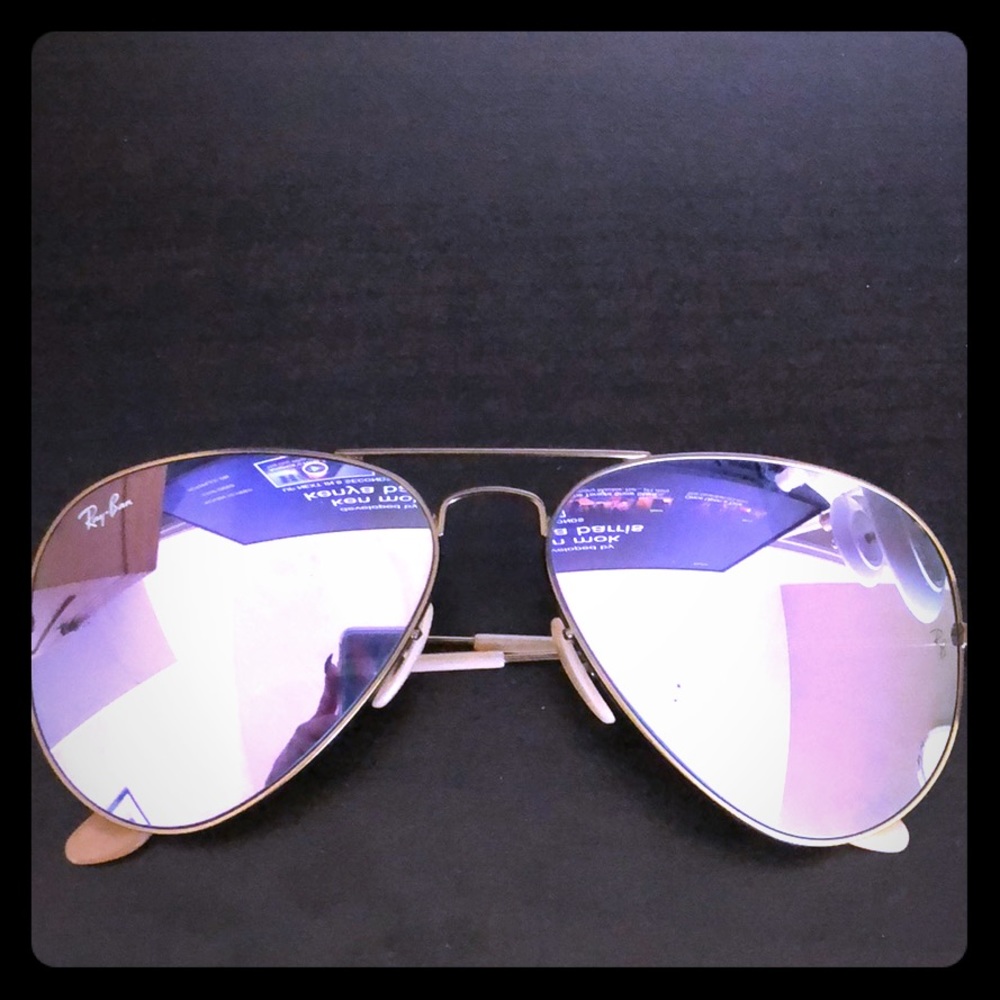 Authentic Ray Bans purple reflective aviators